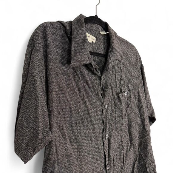 Vtg 90s PRONTO UOMO 2X Camp Shirt Black Rayon Acetate Textured Short Sleeve - Picture 3 of 8